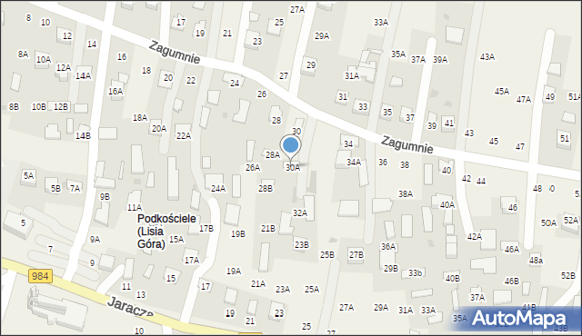 Lisia Góra, Zagumnie, 30A, mapa Lisia Góra