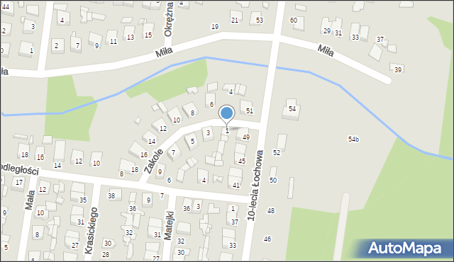 Łochów, Zakole, 1, mapa Łochów