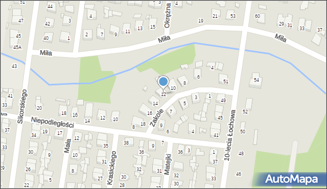 Łochów, Zakole, 12, mapa Łochów