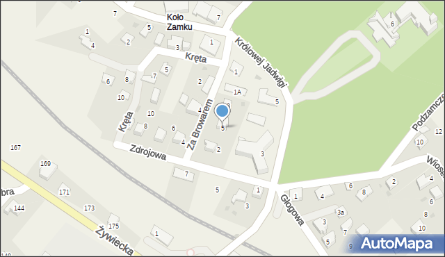 Łodygowice, Za Browarem, 5, mapa Łodygowice