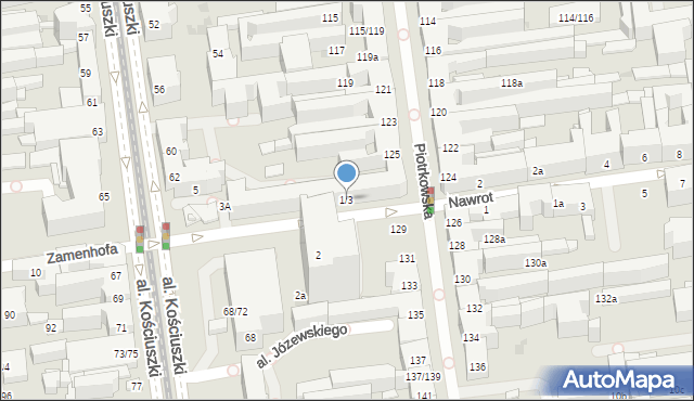 Łódź, Zamenhofa Ludwika, dr., 1/3, mapa Łodzi