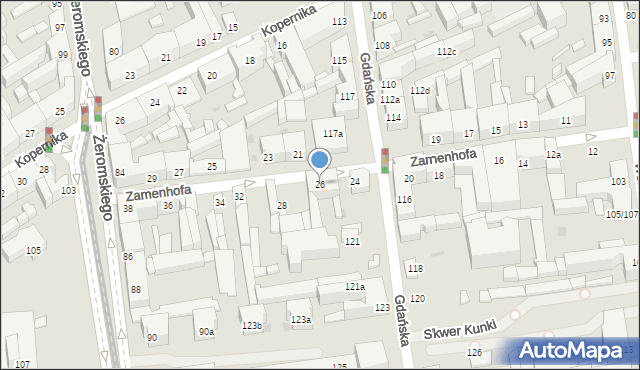 Łódź, Zamenhofa Ludwika, dr., 26, mapa Łodzi