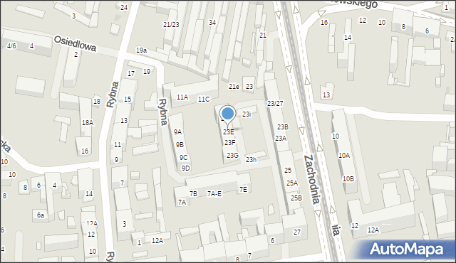 Łódź, Zachodnia, 23E, mapa Łodzi