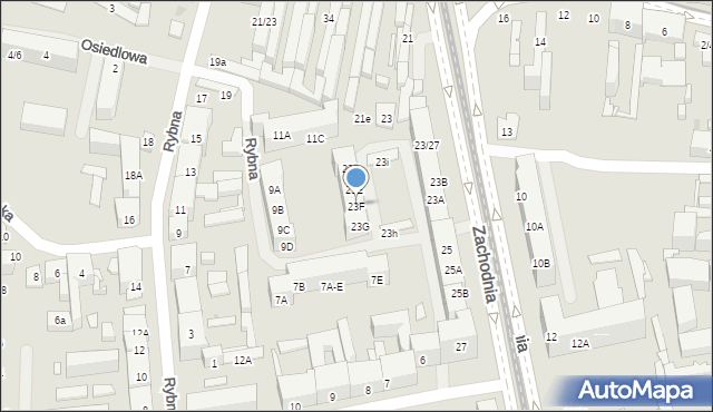Łódź, Zachodnia, 23F, mapa Łodzi