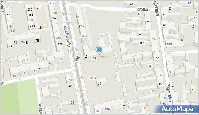 Łódź, Zachodnia, 12B, mapa Łodzi