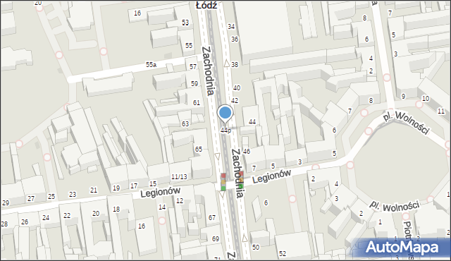 Łódź, Zachodnia, 44p, mapa Łodzi