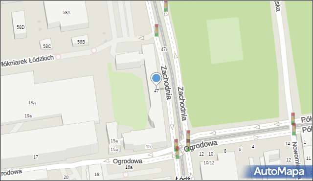 Łódź, Zachodnia, 47, mapa Łodzi