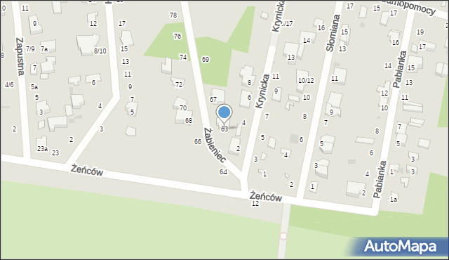 Łódź, Żabieniec, 63, mapa Łodzi