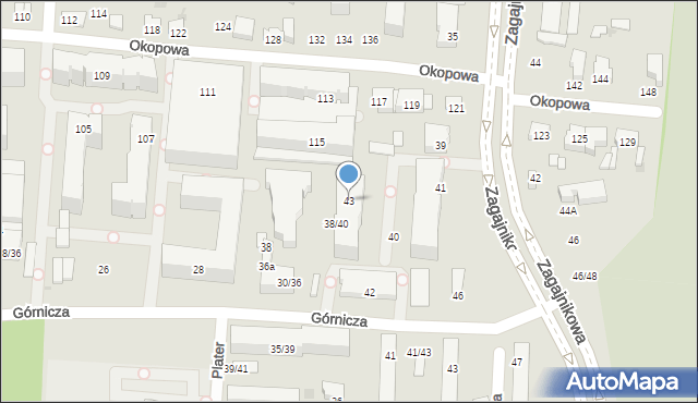 Łódź, Zagajnikowa, 43, mapa Łodzi