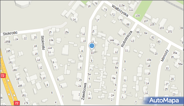 Łódź, Zawilcowa, 11, mapa Łodzi