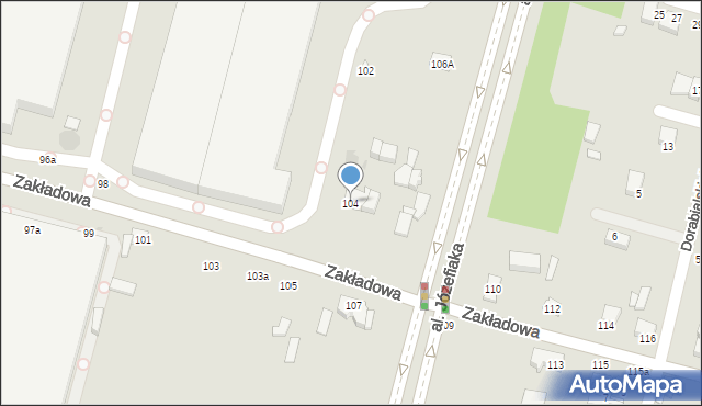 Łódź, Zakładowa, 104, mapa Łodzi