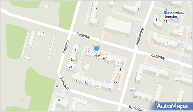 Łódź, Zagłoby Jana Onufrego, 13/13f, mapa Łodzi