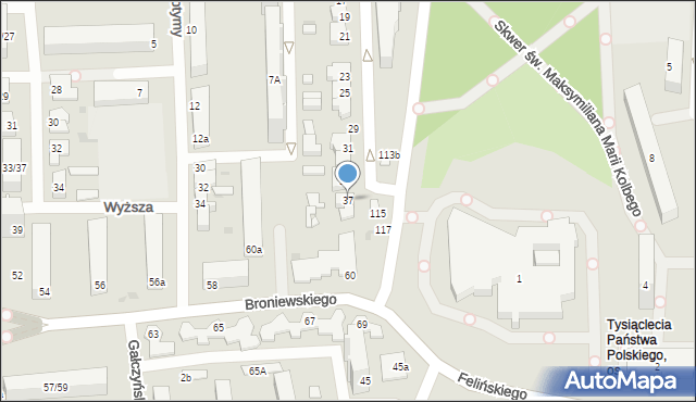 Łódź, Zapolskiej Gabrieli, 37, mapa Łodzi