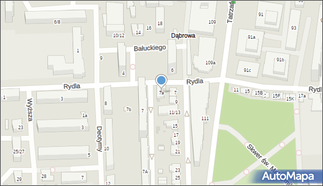 Łódź, Zapolskiej Gabrieli, 7a, mapa Łodzi