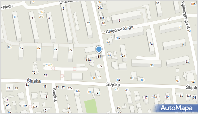 Łódź, Zapolskiej Gabrieli, 85, mapa Łodzi