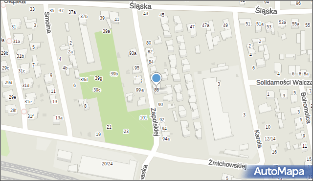 Łódź, Zapolskiej Gabrieli, 88, mapa Łodzi