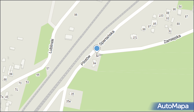 Łódź, Zamiejska, 34, mapa Łodzi