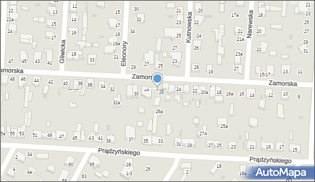 Łódź, Zamorska, 26/26A, mapa Łodzi