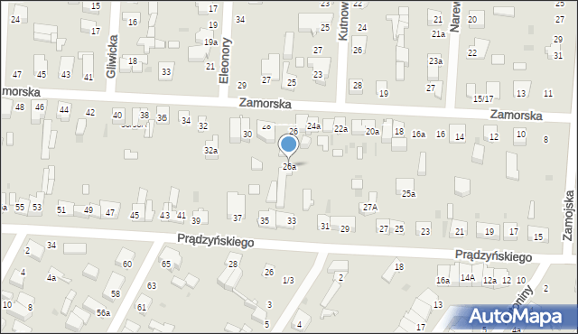 Łódź, Zamorska, 26a, mapa Łodzi