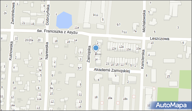 Łódź, Zamojska, 12, mapa Łodzi