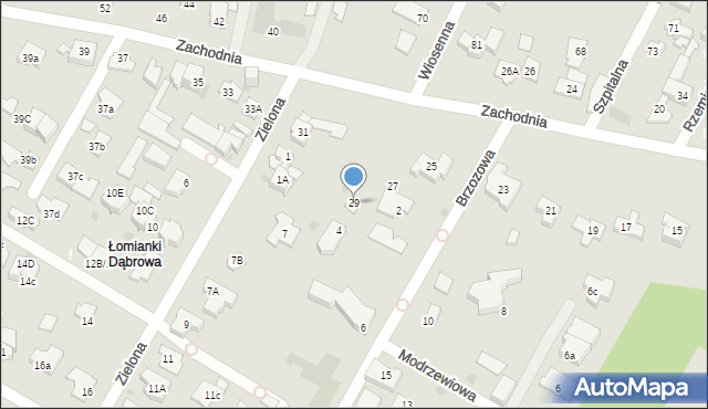 Łomianki, Zachodnia, 29, mapa Łomianki