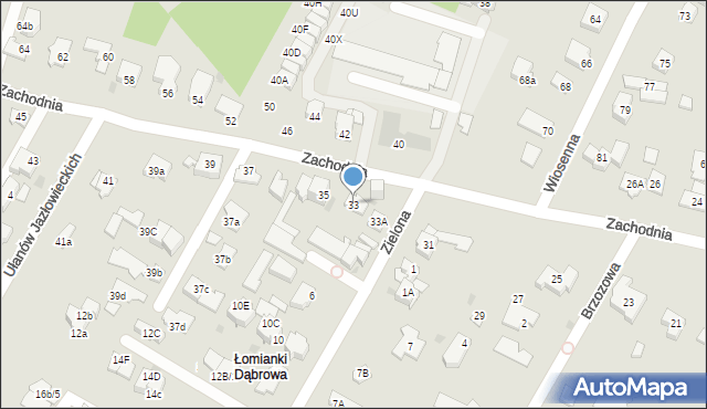 Łomianki, Zachodnia, 33, mapa Łomianki