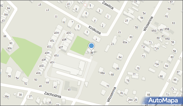 Łomianki, Zachodnia, 38, mapa Łomianki