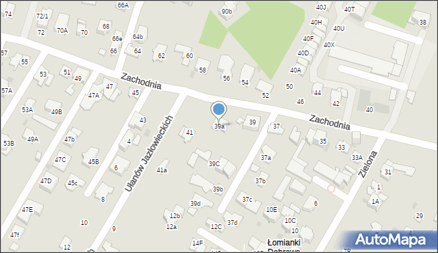 Łomianki, Zachodnia, 39a, mapa Łomianki