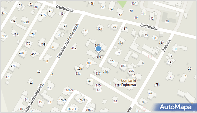 Łomianki, Zachodnia, 39b, mapa Łomianki
