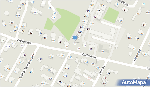 Łomianki, Zachodnia, 50, mapa Łomianki