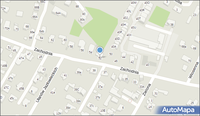 Łomianki, Zachodnia, 52, mapa Łomianki