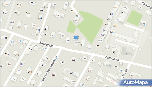 Łomianki, Zachodnia, 56, mapa Łomianki