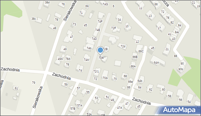 Łomianki, Zachodnia, 72A, mapa Łomianki