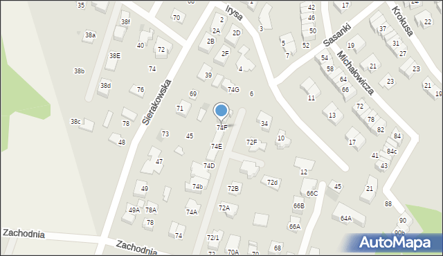Łomianki, Zachodnia, 74F, mapa Łomianki