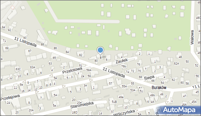 Łomianki, Zaułek, 8, mapa Łomianki