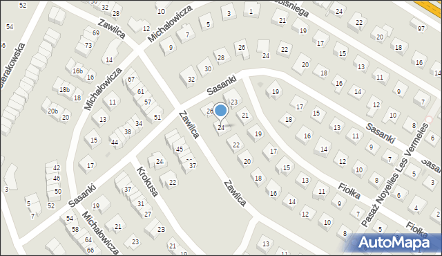 Łomianki, Zawilca, 24, mapa Łomianki