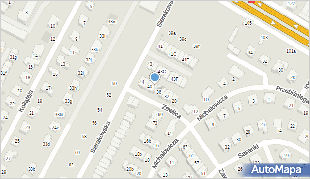 Łomianki, Zawilca, 38, mapa Łomianki