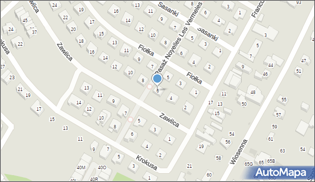 Łomianki, Zawilca, 6, mapa Łomianki