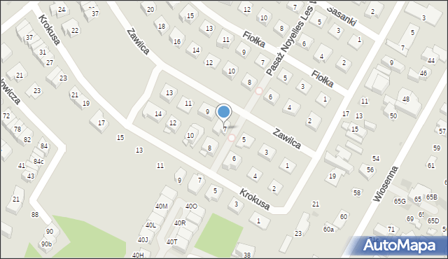 Łomianki, Zawilca, 7, mapa Łomianki