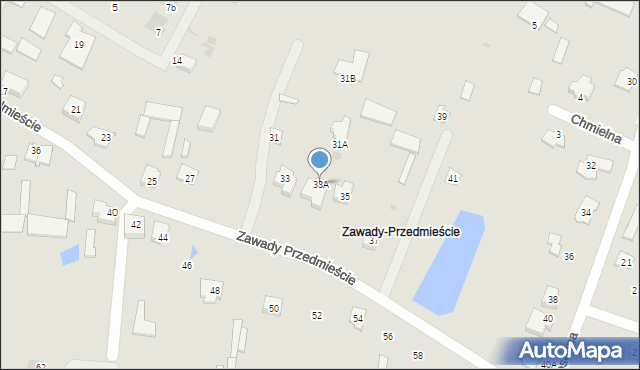 Łomża, Zawady Przedmieście, 33A, mapa Łomży