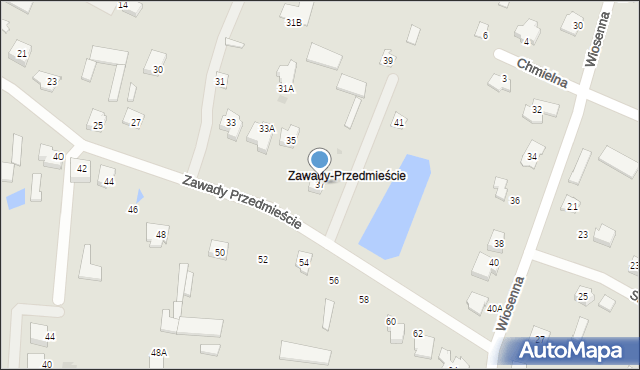 Łomża, Zawady Przedmieście, 37, mapa Łomży