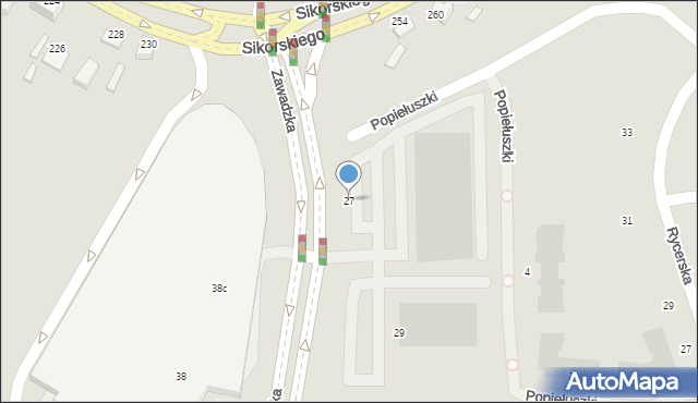 Łomża, Zawadzka, 27, mapa Łomży