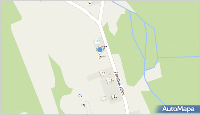 Łopuszna, Zarębek Niżni, 15, mapa Łopuszna