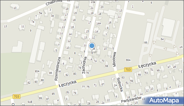 Łowicz, Zachodnia, 6, mapa Łowicza