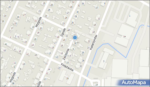 Łowicz, Zaciszna, 8, mapa Łowicza