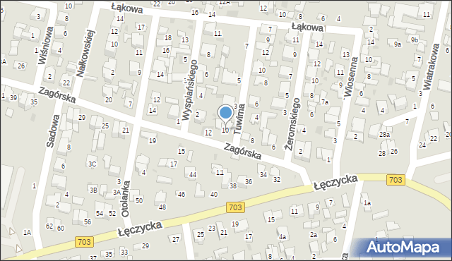 Łowicz, Zagórska, 10, mapa Łowicza