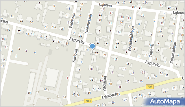 Łowicz, Zagórska, 27, mapa Łowicza