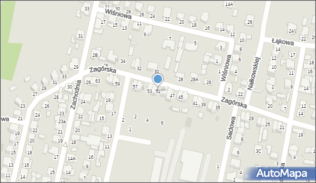 Łowicz, Zagórska, 51, mapa Łowicza