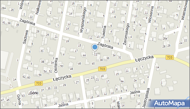 Łowicz, Zagórska, 9, mapa Łowicza