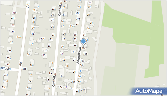 Łowicz, Zagrodowa, 32c, mapa Łowicza